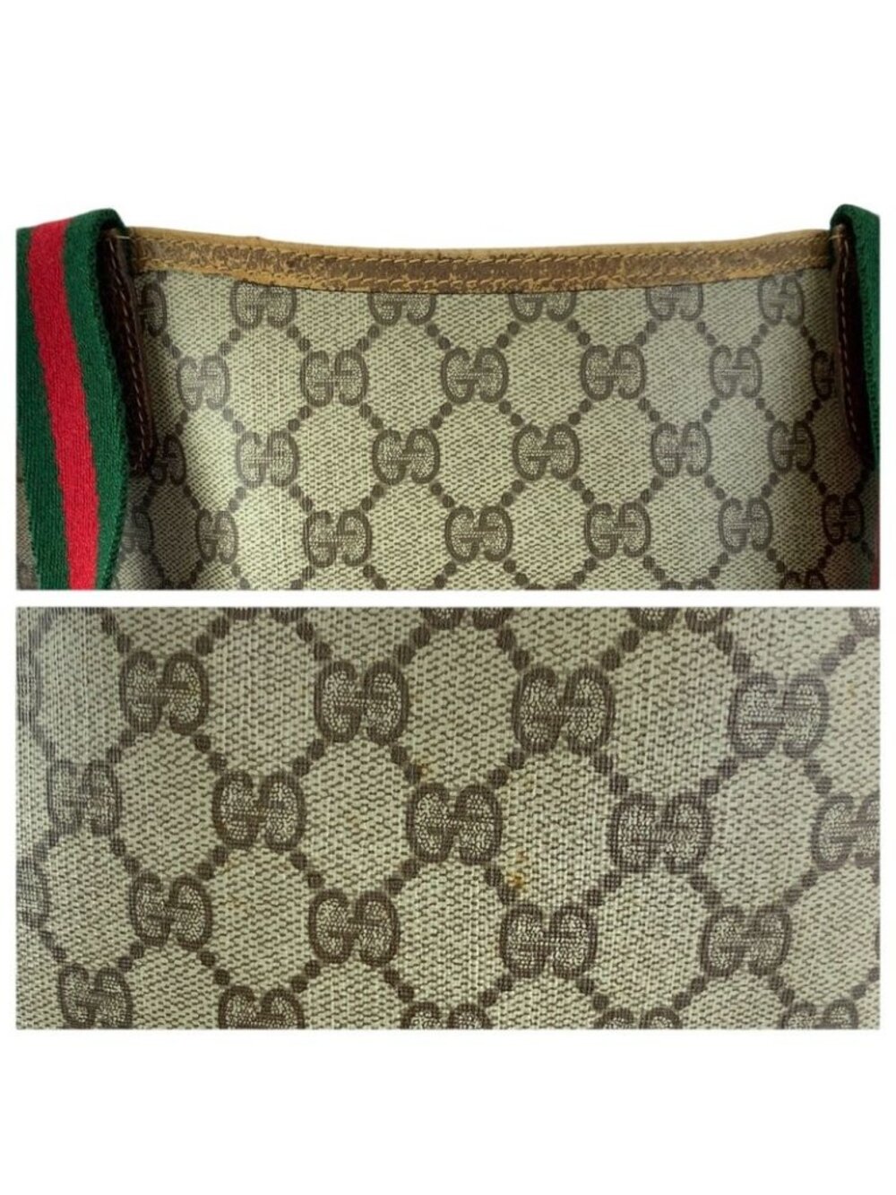 ★SOLD★ Gucci Vintage Sherry Line Beige Brown GG Supreme Canvas Leather Tote - Picture 6 of 9